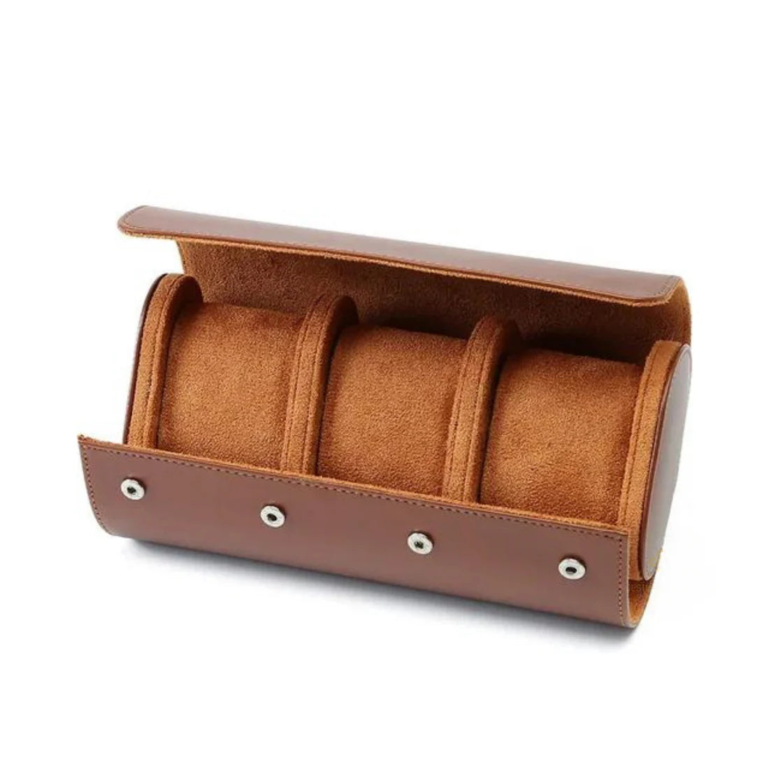 EXCLUSIVE 3-PIECE WATCH TRAVEL CASE SET (BROWN LEATHER)