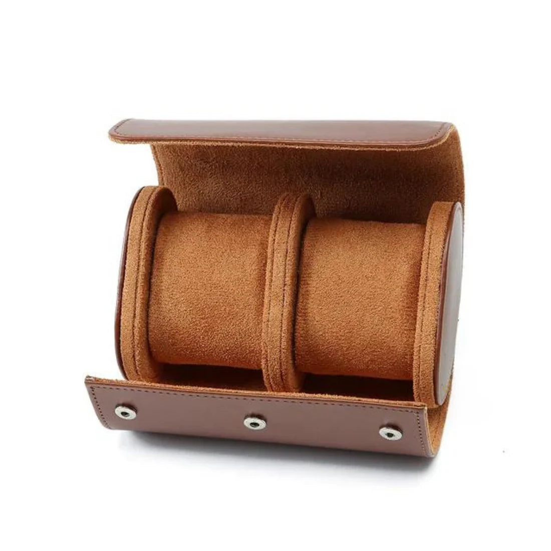 EXCLUSIVE 2-PIECE WATCH TRAVEL CASE SET (BROWN LEATHER)